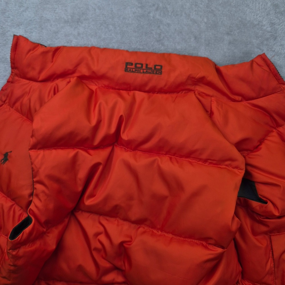 Polo Ralph Lauren Kids Reversible Down Puffer Vest Olive Orange Size S 8-10 - Picture 8 of 11